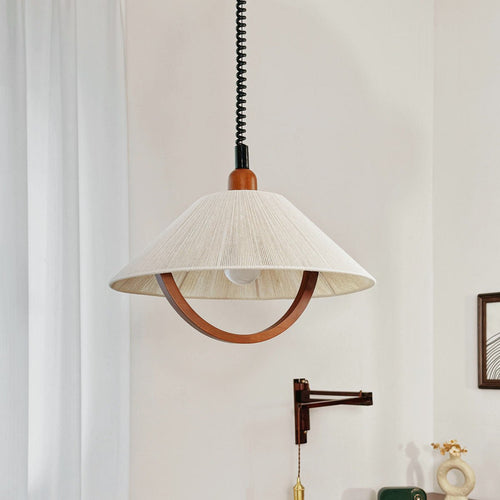 Adjustable Cream-Style Chandelier Lamp for Bedroom & Study, Retro Fabric Shade XL - IVOIRART.COM