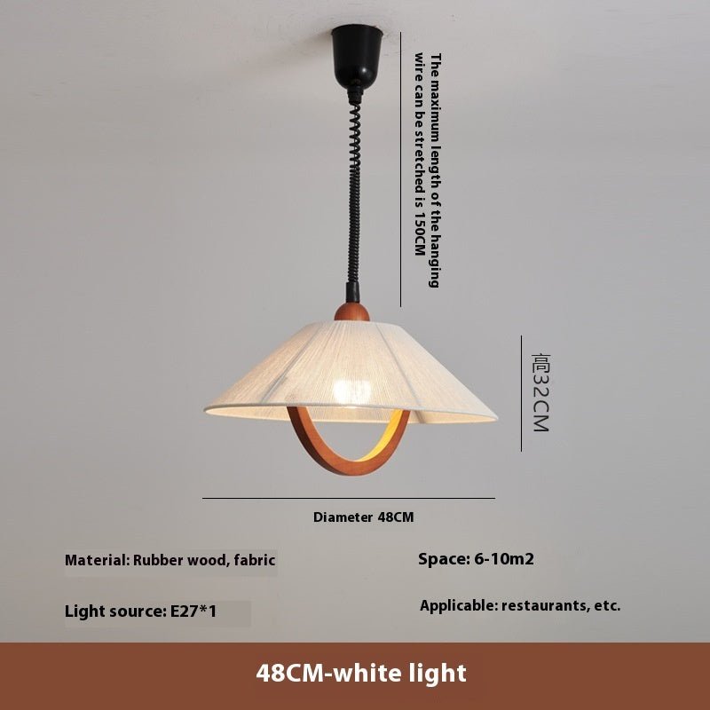Adjustable Cream-Style Chandelier Lamp for Bedroom & Study, Retro Fabric Shade XL - IVOIRART.COM