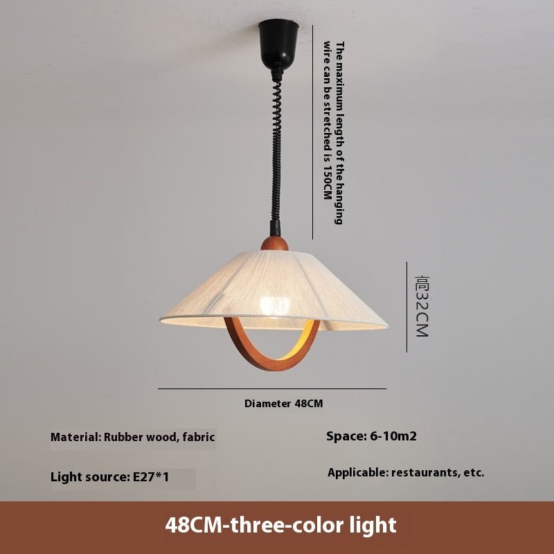 Adjustable Cream-Style Chandelier Lamp for Bedroom & Study, Retro Fabric Shade XL - IVOIRART.COM