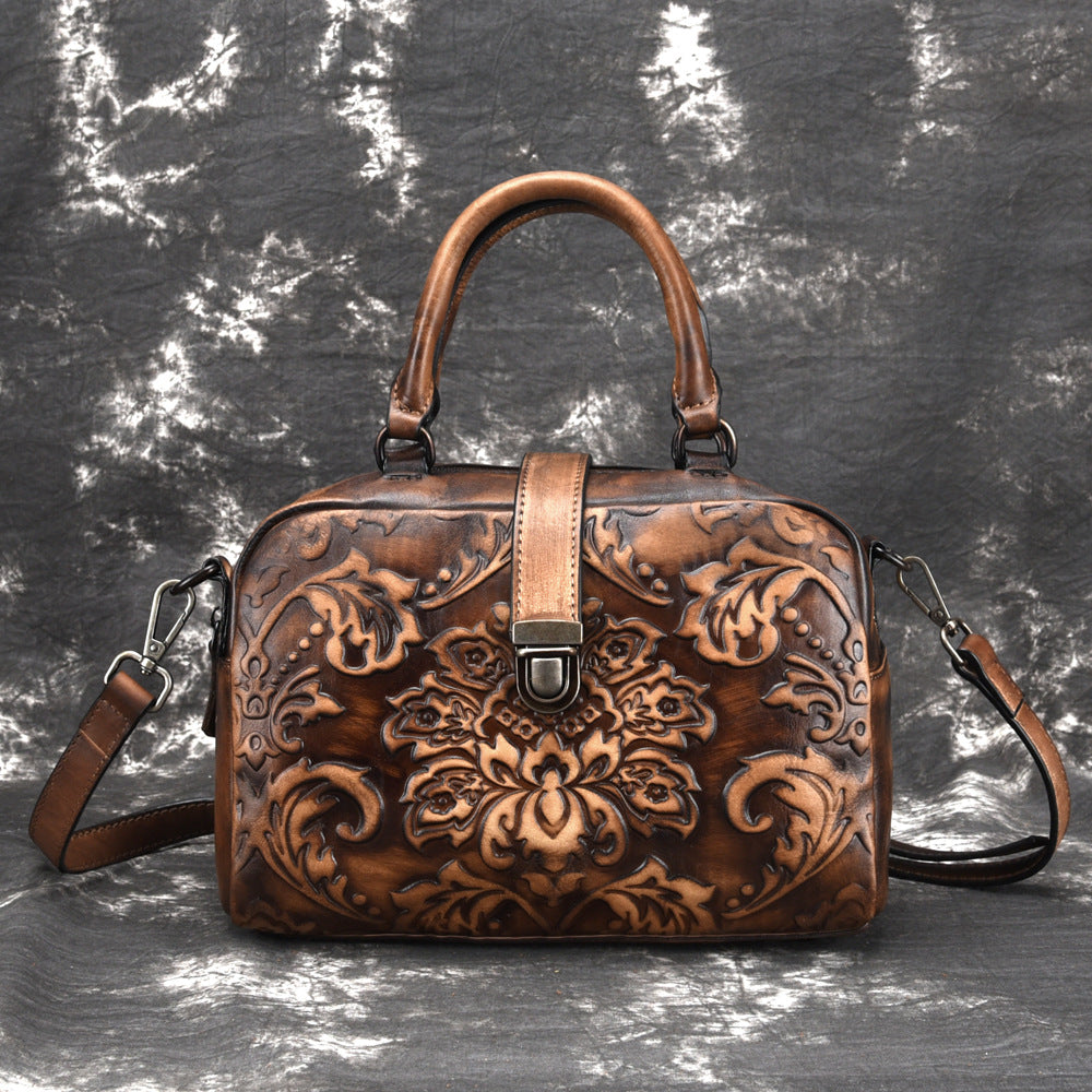 Sac bandoulière en cuir pleine fleur, top grain, finition à la main