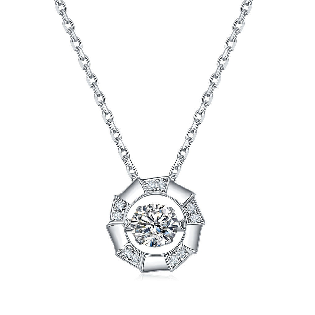 Collier Creux Circulaire en Moissanite 0,5 ct D VVS1 Argent Sterling S925 45 cm Plaqué Platine Certifié GRA avec Coffret Cadeau