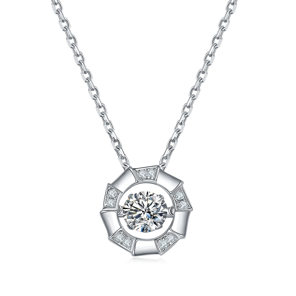 Collier Creux Circulaire en Moissanite 0,5 ct D VVS1 Argent Sterling S925 45 cm Plaqué Platine Certifié GRA avec Coffret Cadeau