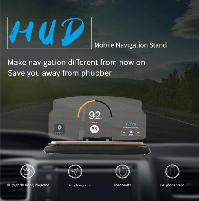 Affichage Tête Haute Smartphone pour Navigation Automobile avec Fixation 3M - IVOIRART.COM
