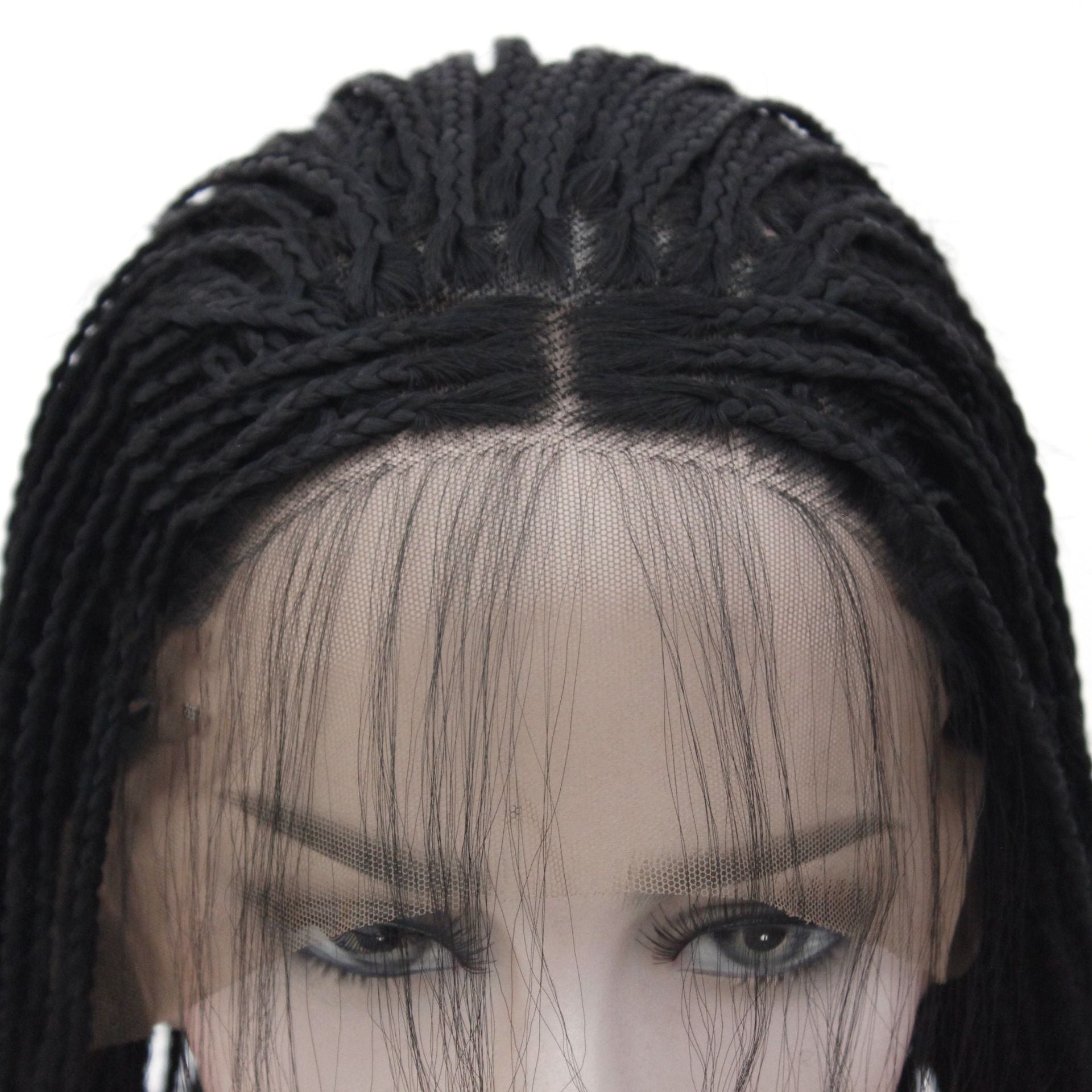 African Chemical Fiber Wig, Front Lace 3-strand Pigtail Headgear - IVOIRART.COM
