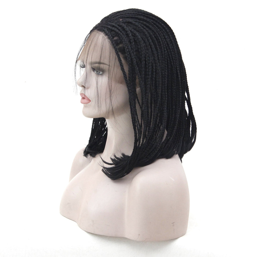 African Chemical Fiber Wig, Front Lace 3-strand Pigtail Headgear - IVOIRART.COM
