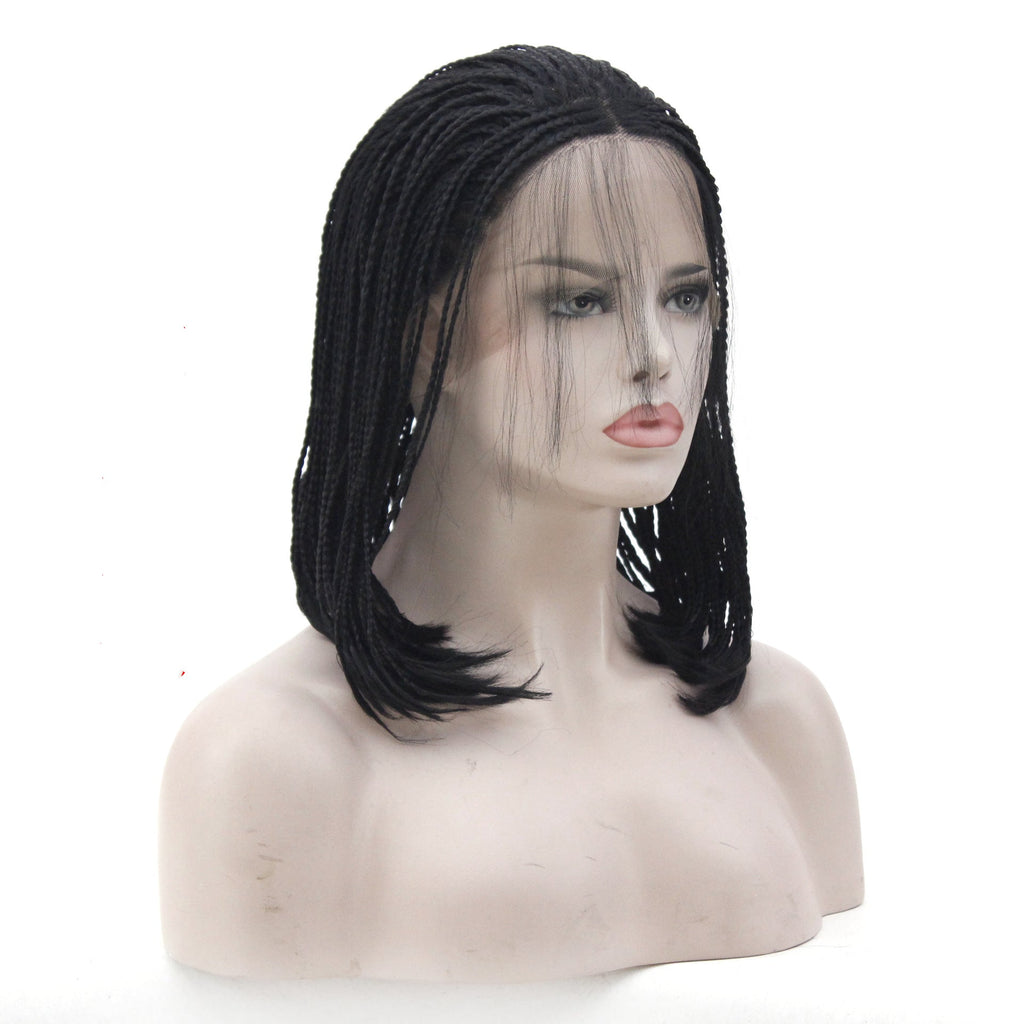 African Chemical Fiber Wig, Front Lace 3-strand Pigtail Headgear - IVOIRART.COM