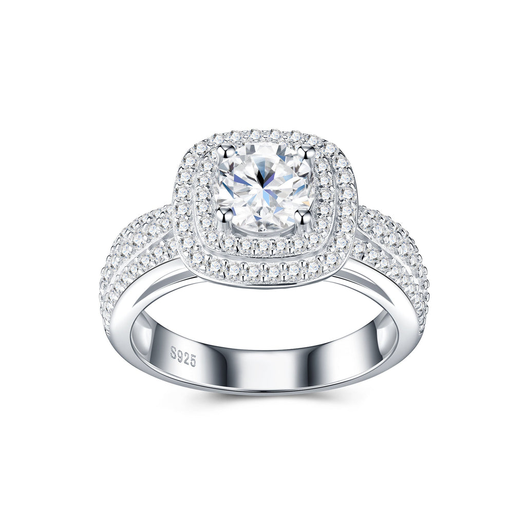 Alliance nuptiale légère de luxe incrustée de moissanite en argent 925 - IVOIRART.COM