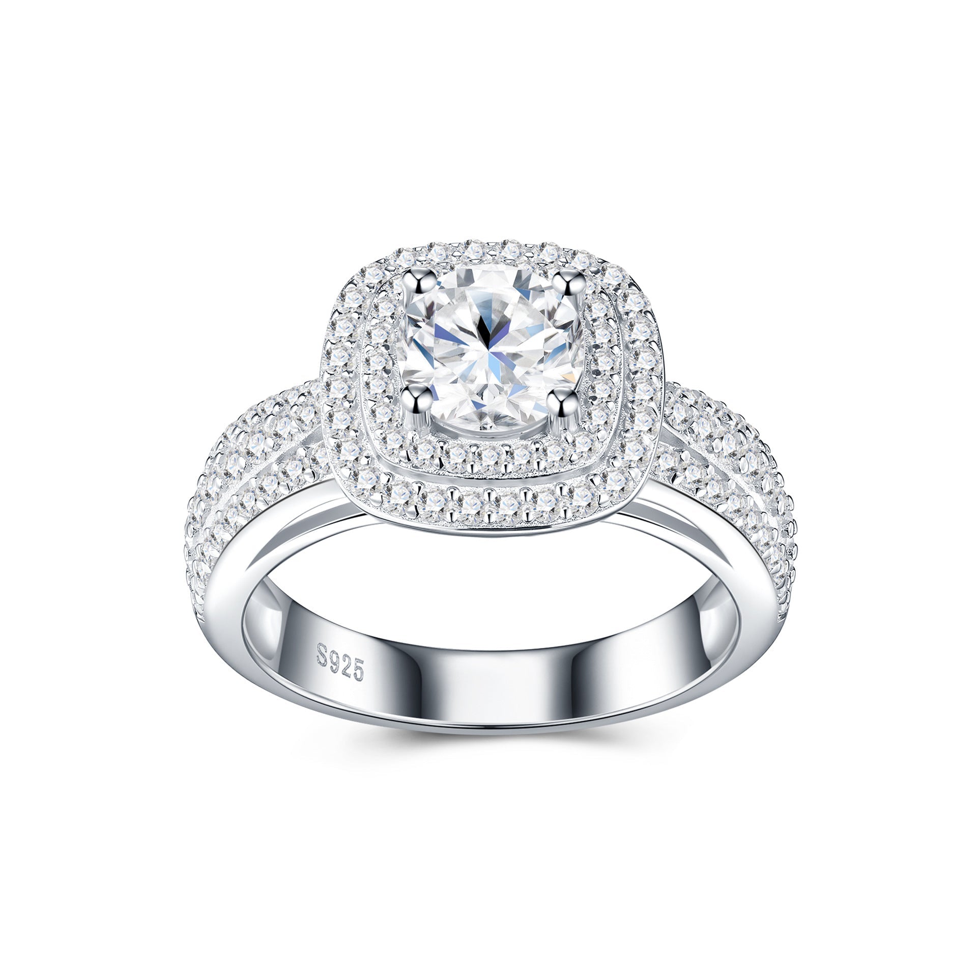 Alliance nuptiale légère de luxe incrustée de moissanite en argent 925 - IVOIRART.COM