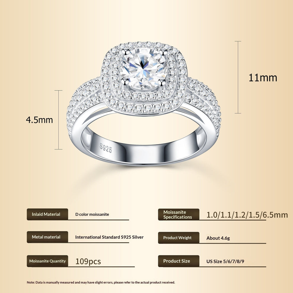 Alliance nuptiale légère de luxe incrustée de moissanite en argent 925 - IVOIRART.COM