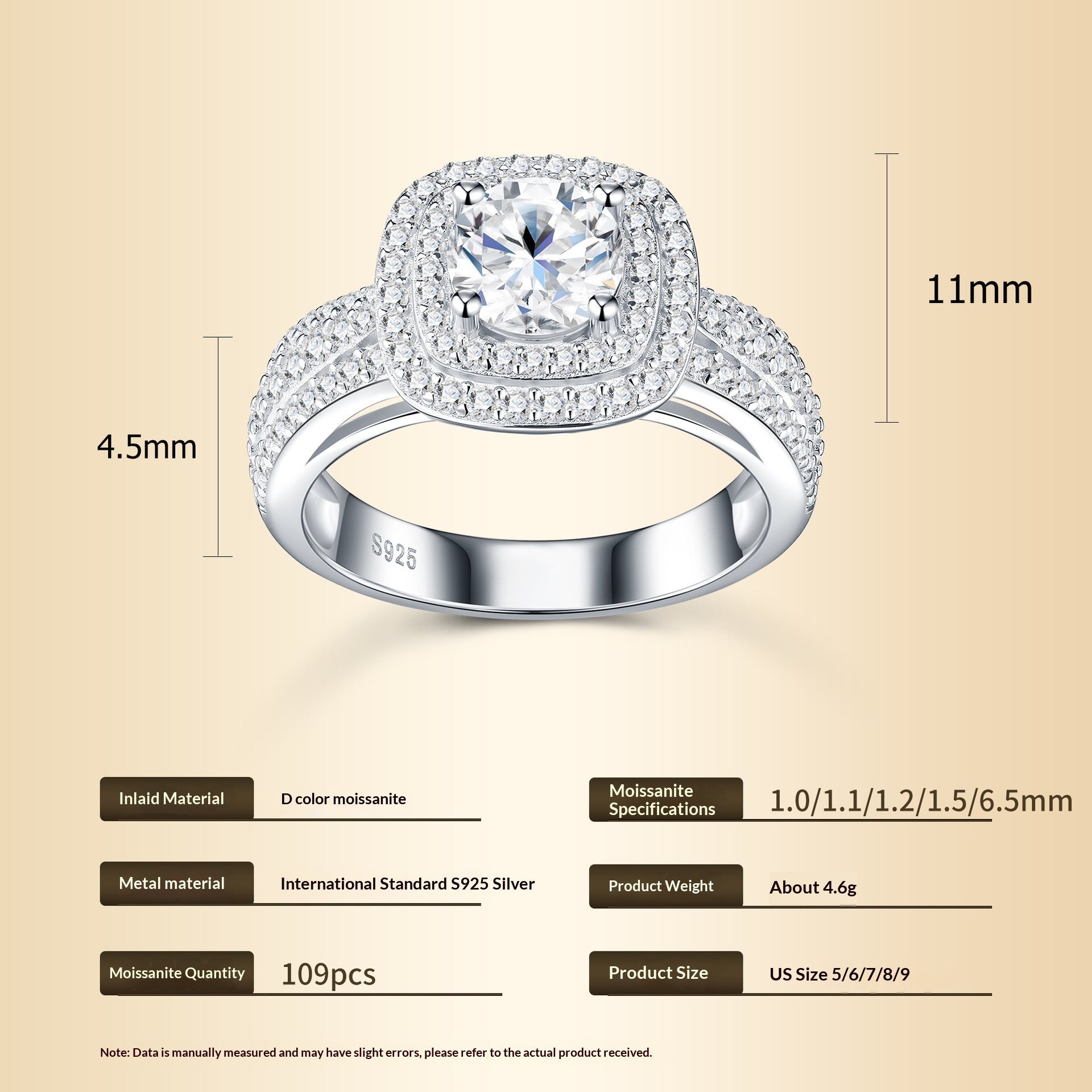Alliance nuptiale légère de luxe incrustée de moissanite en argent 925 - IVOIRART.COM