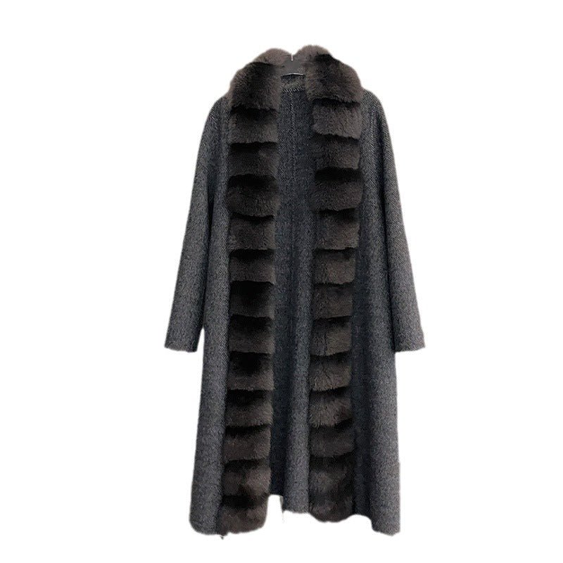 Alpaca Fleecefiber Coat Detachable Fox Fur Collar - IVOIRART.COM