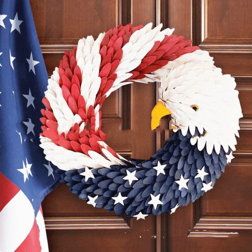 American Eagle couronne patriotique 10-15 pouces, guirlande 32x32x11 cm US décor - IVOIRART.COM