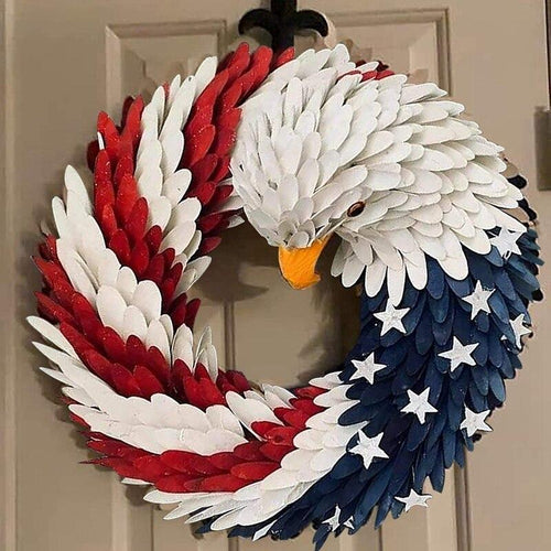 American Eagle couronne patriotique 10-15 pouces, guirlande 32x32x11 cm US décor - IVOIRART.COM