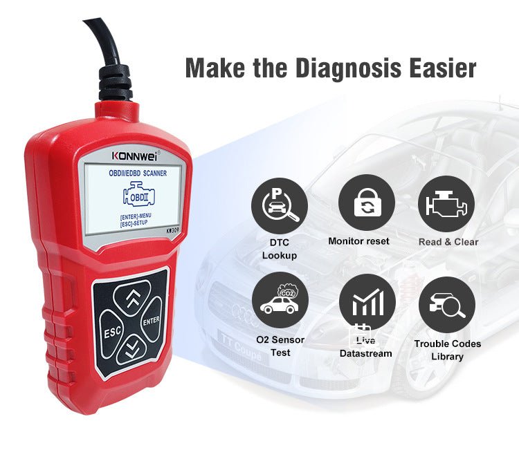 Analyseur de diagnostic automobile KW310 avec lecteur de codes-barres, outil polyvalent - IVOIRART.COM