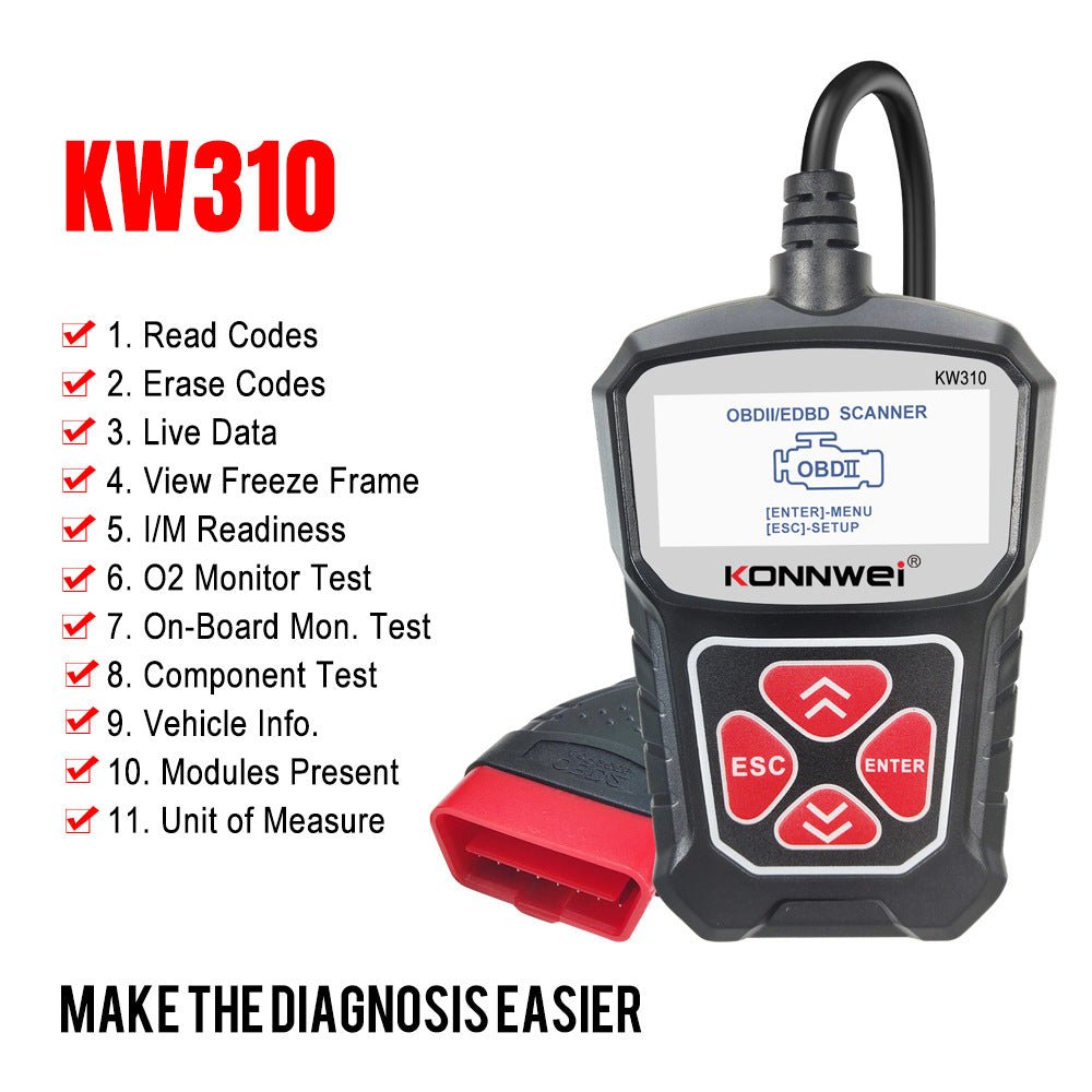 Analyseur de diagnostic automobile KW310 avec lecteur de codes-barres, outil polyvalent - IVOIRART.COM
