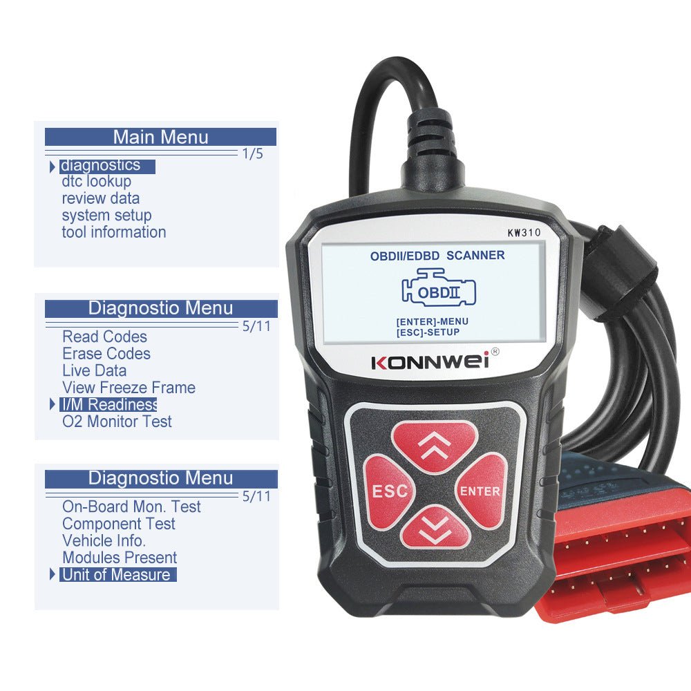 Analyseur de diagnostic automobile KW310 avec lecteur de codes-barres, outil polyvalent - IVOIRART.COM