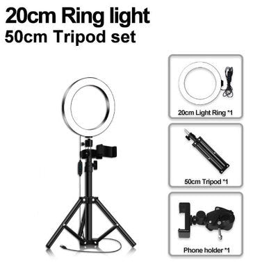 Anneau Lumière LED Circulaire pour Selfie en Direct avec Support Téléphone Mobile - IVOIRART.COM