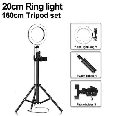 Anneau Lumière LED Circulaire pour Selfie en Direct avec Support Téléphone Mobile - IVOIRART.COM