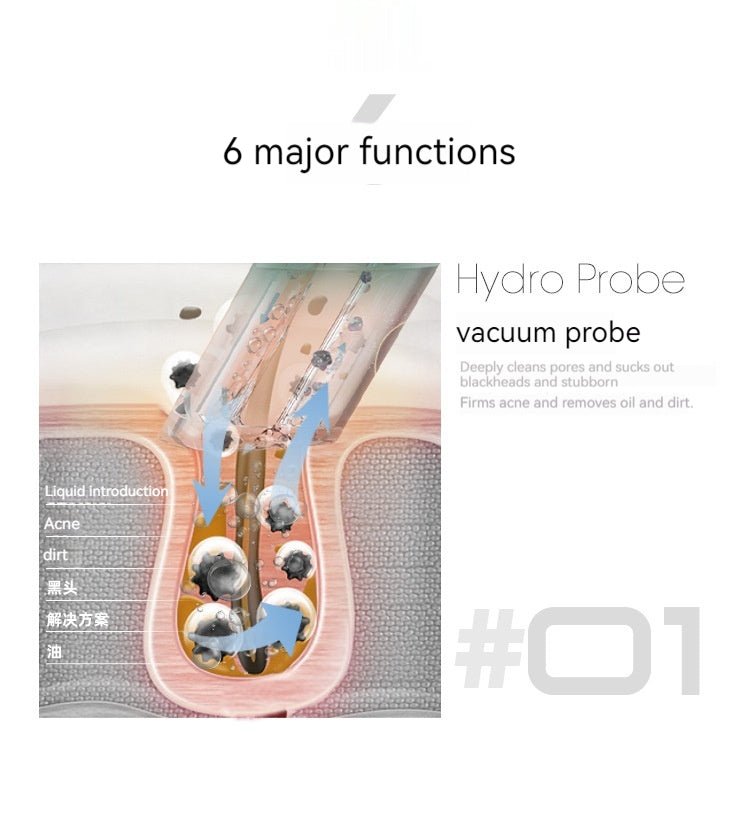 Appareil de Gestion Cutanée Six-en-un : Nettoyage, Exfoliation, Hydratation et Injection d'Oxygène pour le Visage - IVOIRART.COM