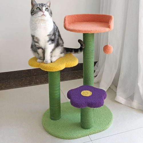Arbre à chat résistant à l’usure avec griffoir et espace d’escalade robuste - IVOIRART.COM