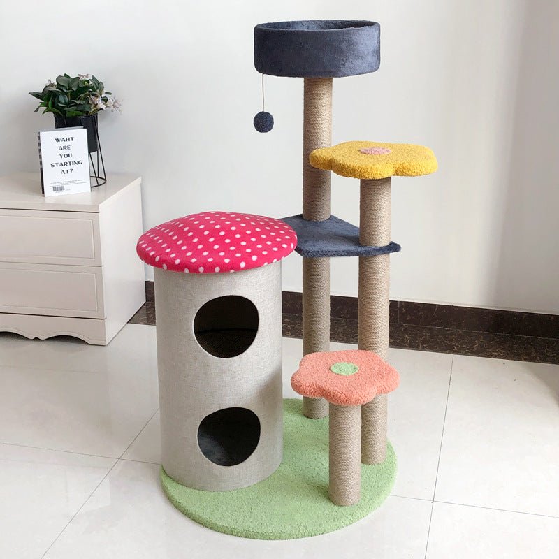 Arbre à chat résistant à l’usure avec griffoir et espace d’escalade robuste - IVOIRART.COM