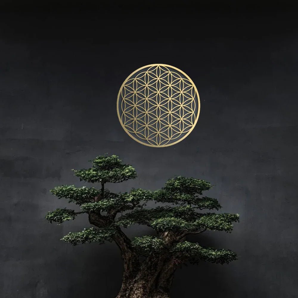 Art mural en métal Zen Lotus Boho Chic floral suspendu pour salon chambre - IVOIRART.COM