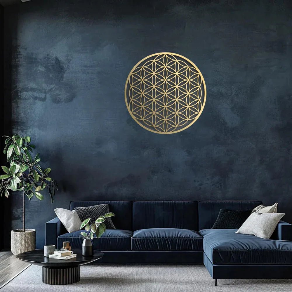 Art mural en métal Zen Lotus Boho Chic floral suspendu pour salon chambre - IVOIRART.COM