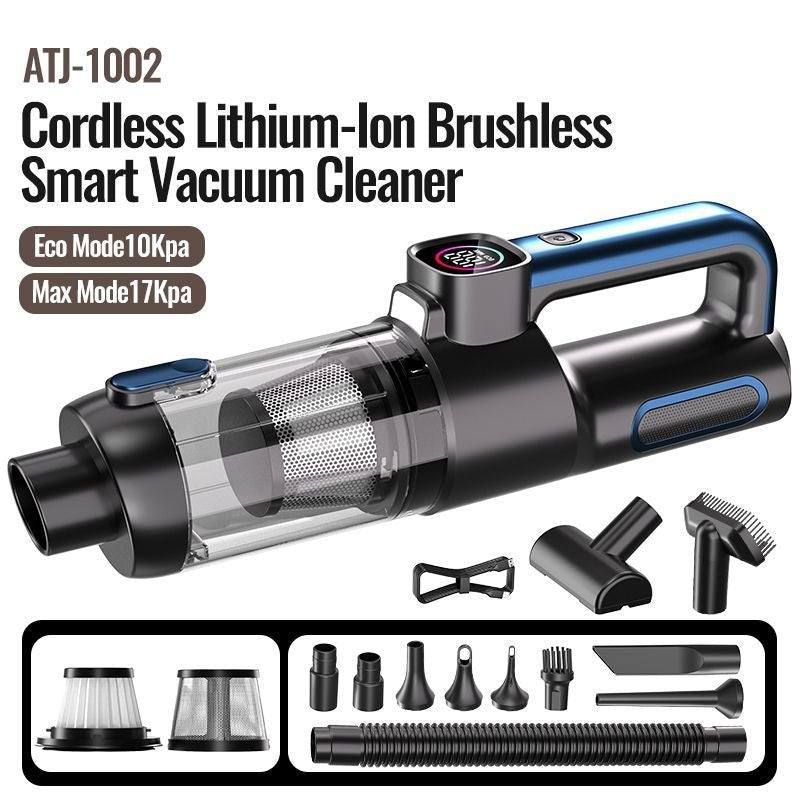 Aspirateur à main sans fil haute puissance portable — 25 min, filtration HEPA - bleu - IVOIRART.COM