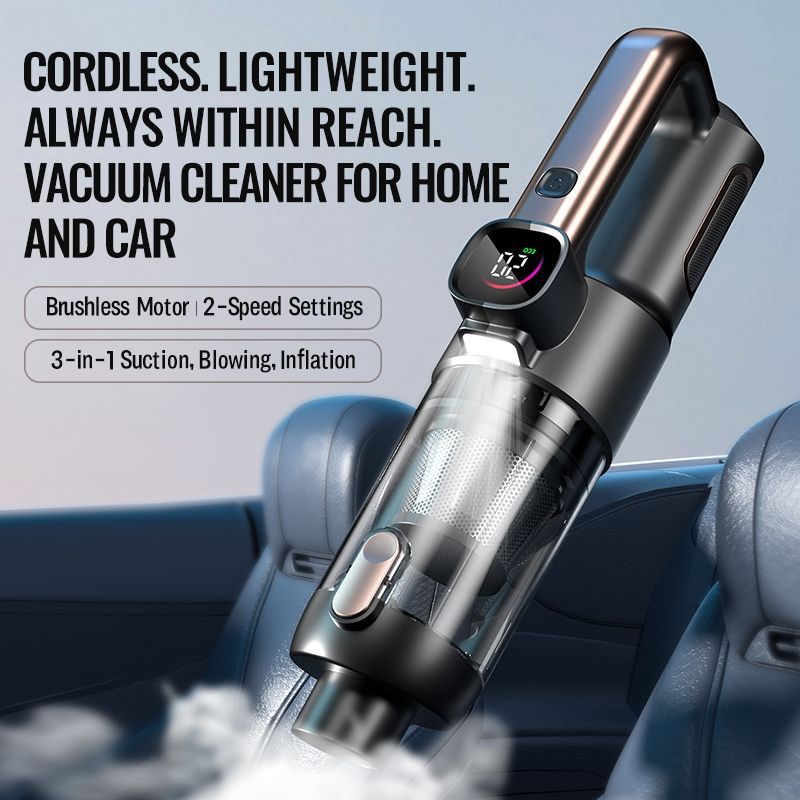 Aspirateur à main sans fil haute puissance portable — 25 min, filtration HEPA - bleu - IVOIRART.COM
