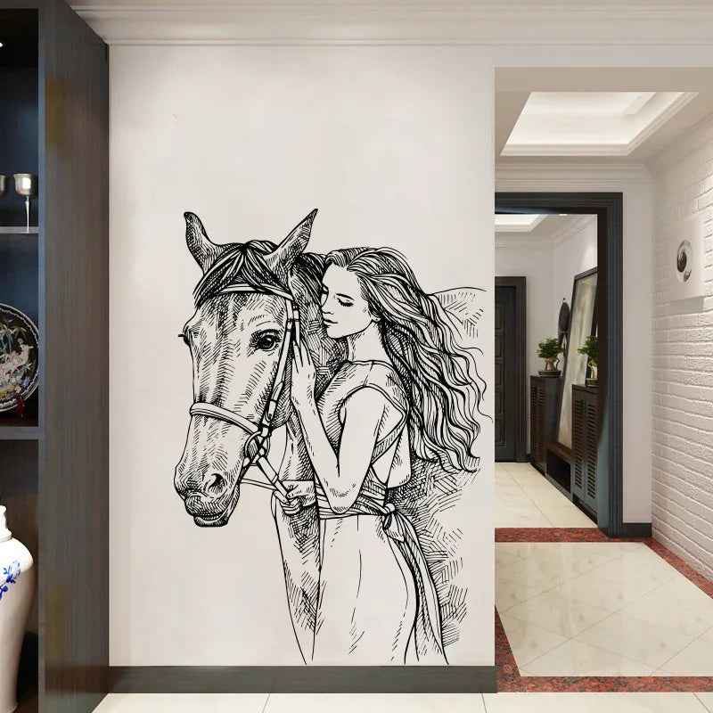 Autocollant Mural Beauté Cheval Familial - IVOIRART.COM