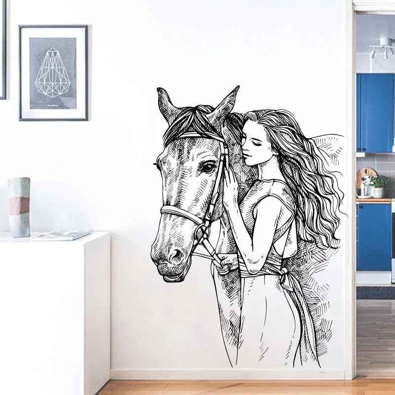 Autocollant Mural Beauté Cheval Familial - IVOIRART.COM