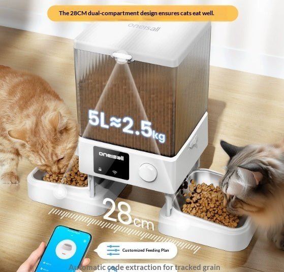 Automatic Cat Feeder With Dual Bowls Visual Timer-Controlled Portion-Adjustable Smart Pet Feeder For Cat Food - IVOIRART.COM