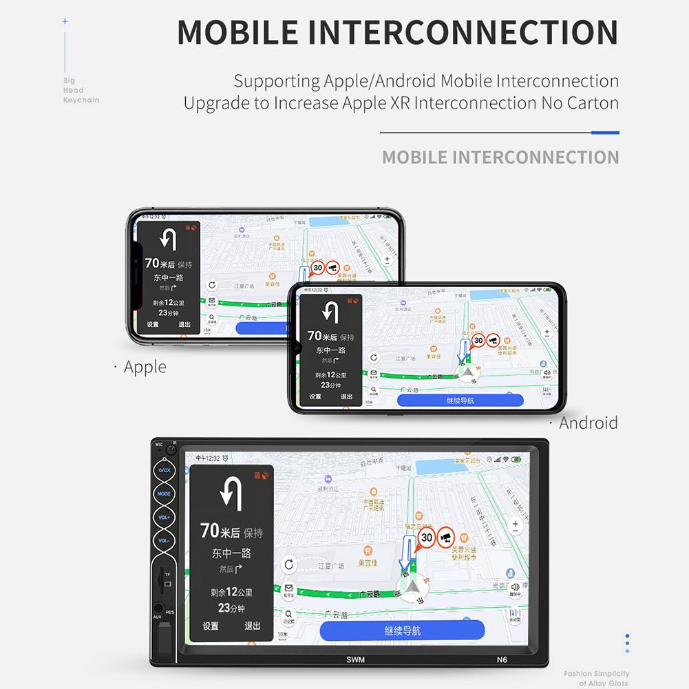 Autoradio 7 pouces double DIN avec écran TFT, MP5, USB 2.0 et support Android/iPhone - IVOIRART.COM