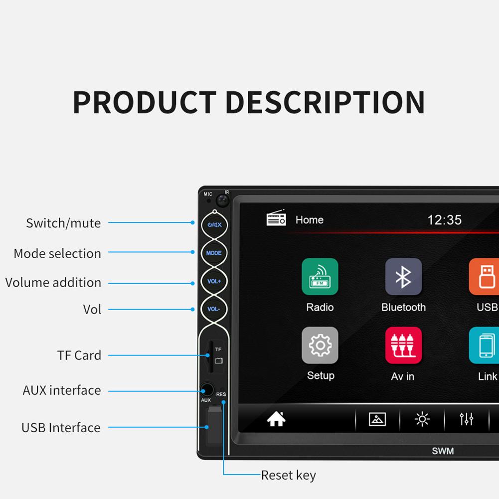 Autoradio 7 pouces double DIN avec écran TFT, MP5, USB 2.0 et support Android/iPhone - IVOIRART.COM