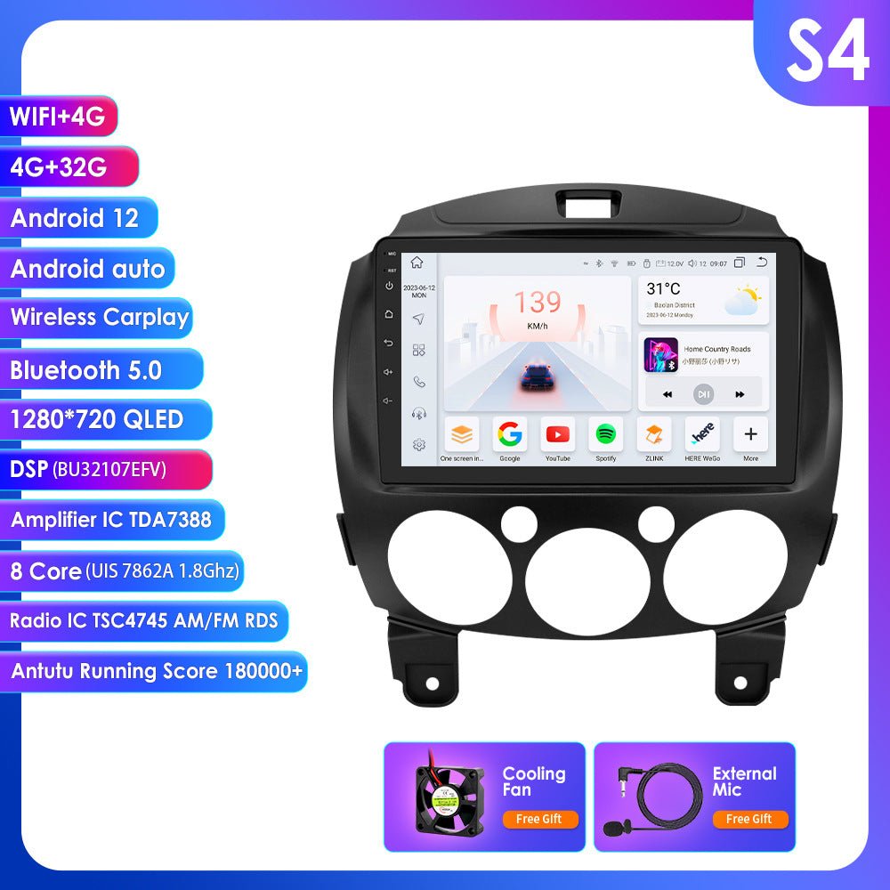 Autoradio GPS Android 9" tout-en-un pour Mazda 2 (2007-2014) avec CarPlay DSP 4G - IVOIRART.COM