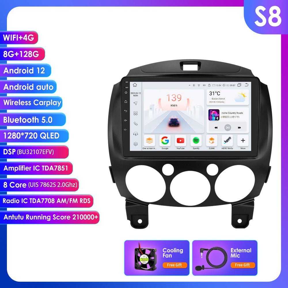 Autoradio GPS Android 9" tout-en-un pour Mazda 2 (2007-2014) avec CarPlay DSP 4G - IVOIRART.COM