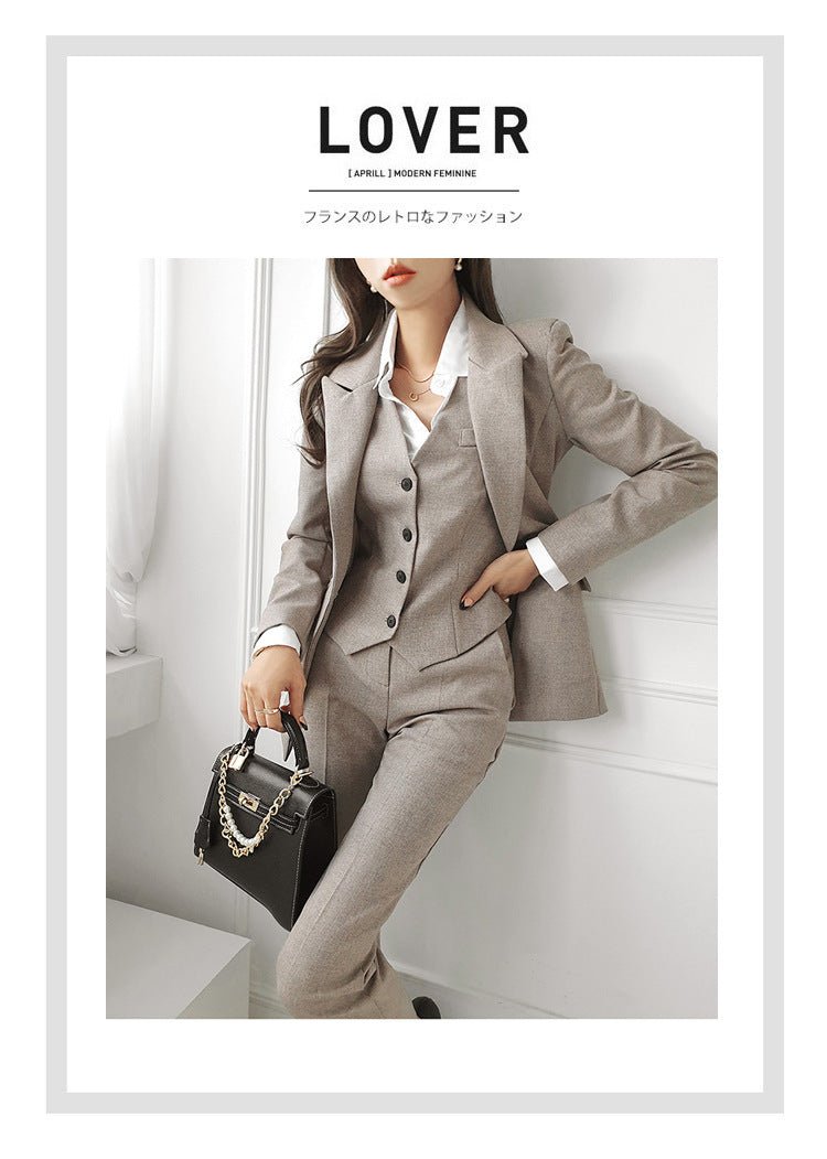 Autumn Clothing Graceful Suit Jacket Fashion Vest Professional Women's Pants Three-piece Set - IVOIRART.COM