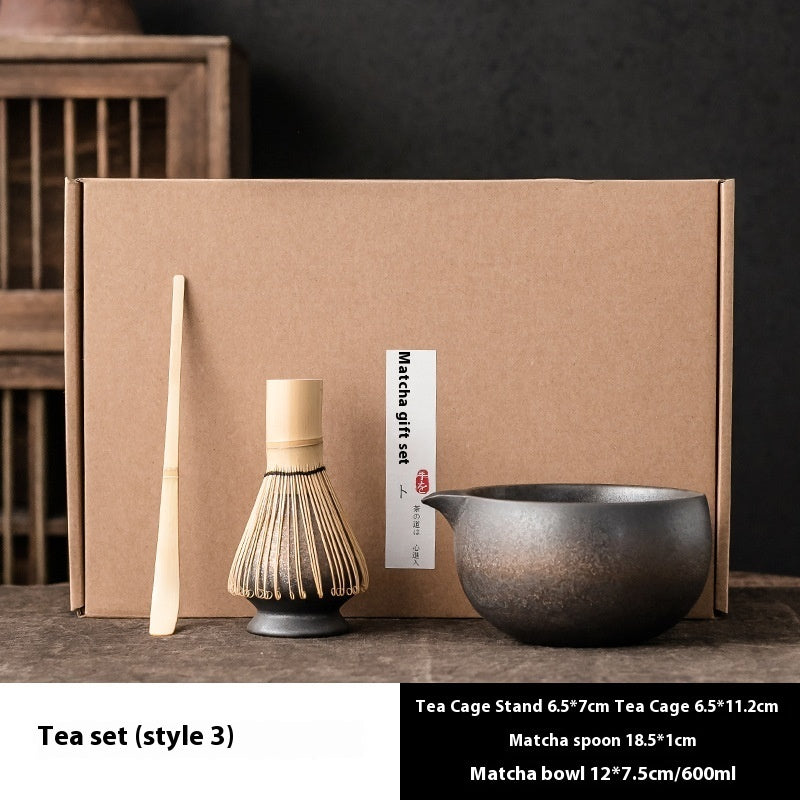 Bol Matcha — Ensemble de thé japonais pour matcha, Fouet à thé, Pinceau en bambou, Cent Benli Dynastie Song, Cérémonie du thé Zen