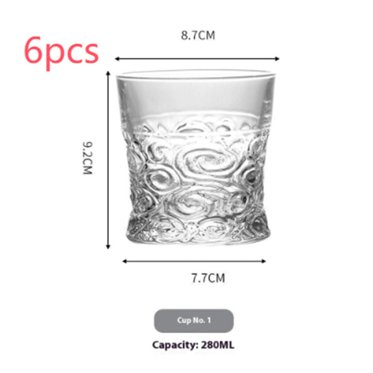 Verre à vin sculpté en whisky embossé spécial