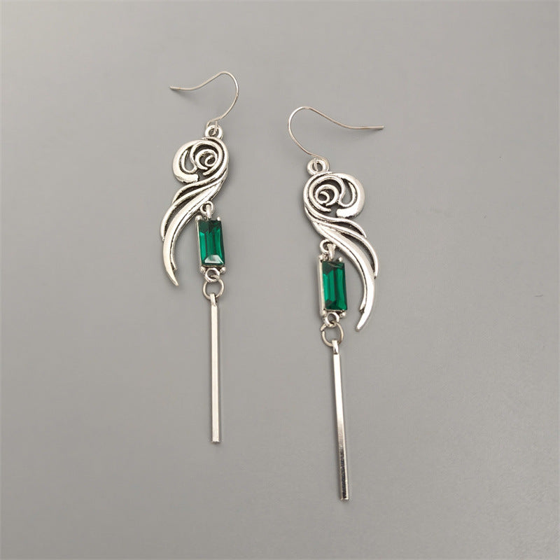 Boucles d'oreilles longues à pampilles pour femme avec zircone carrée géométrique incrustée