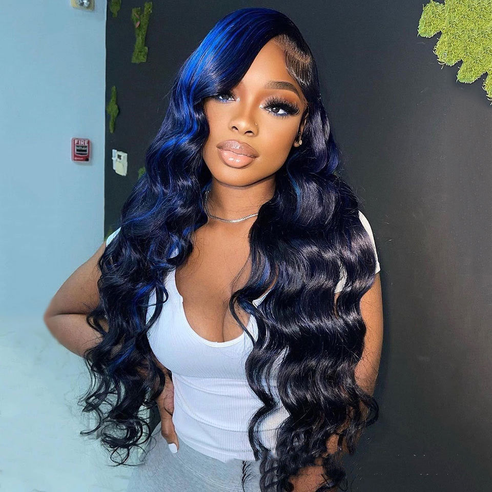 Perruque Lace Front Ondulation Naturelle avec Mèches pour un Style Sublimé