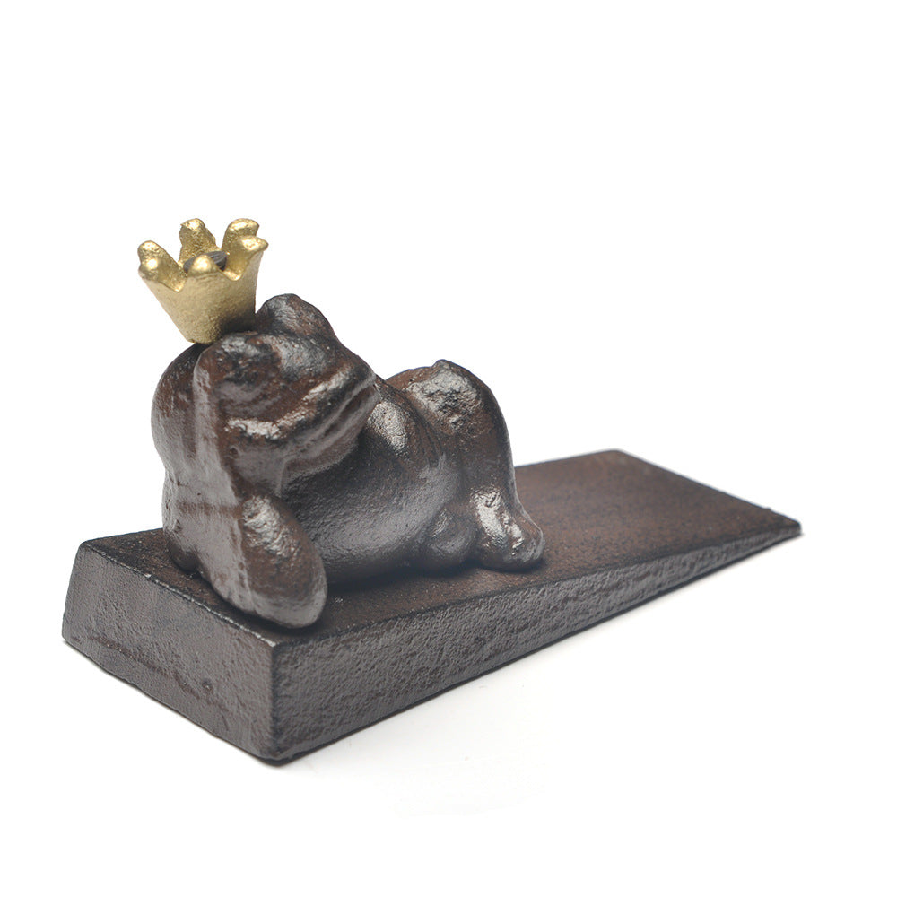 Butée de porte en fer décorative vintage oiseau vert doré