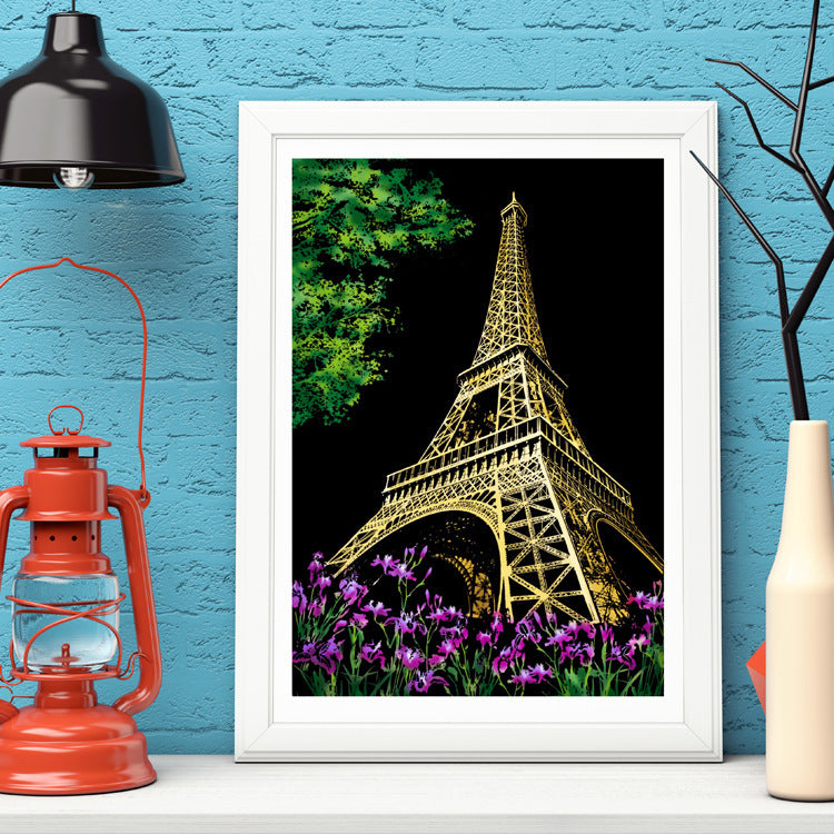 Peinture à gratter paysage autour du monde