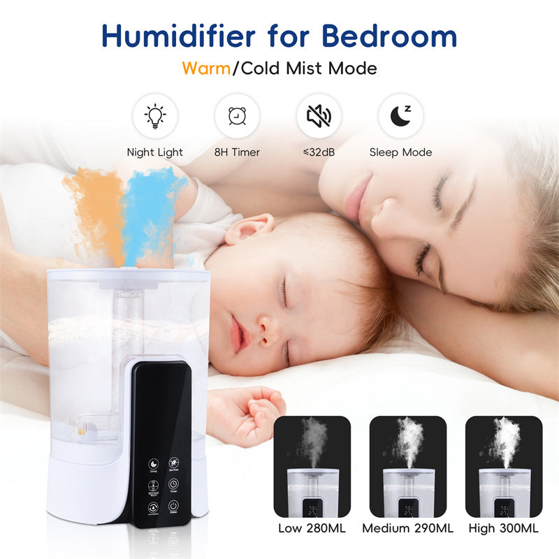Humidificateur grand volume 6L, chauffage intelligent, UV, stérilisation & télécommande - IVOIRART.COM