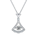Collier pendentif éventail en argent sterling S925 0,5 ct Moissanite D VVS1, plaqué platine, chaîne 45 cm, boîte cadeau certifiée GRA