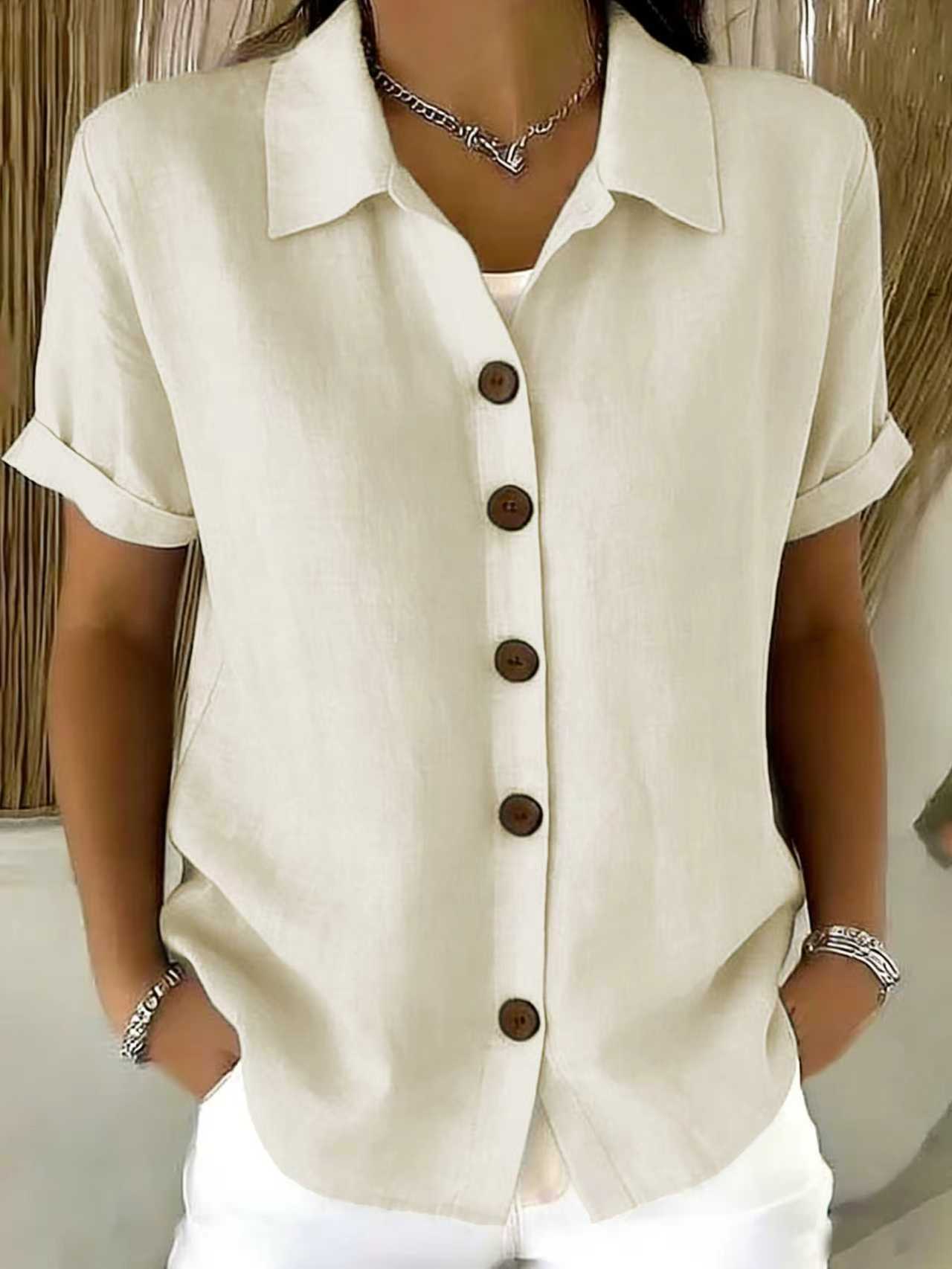 Chemise Femme à Manches Longues avec Boutons au Col pour un Style Élégant