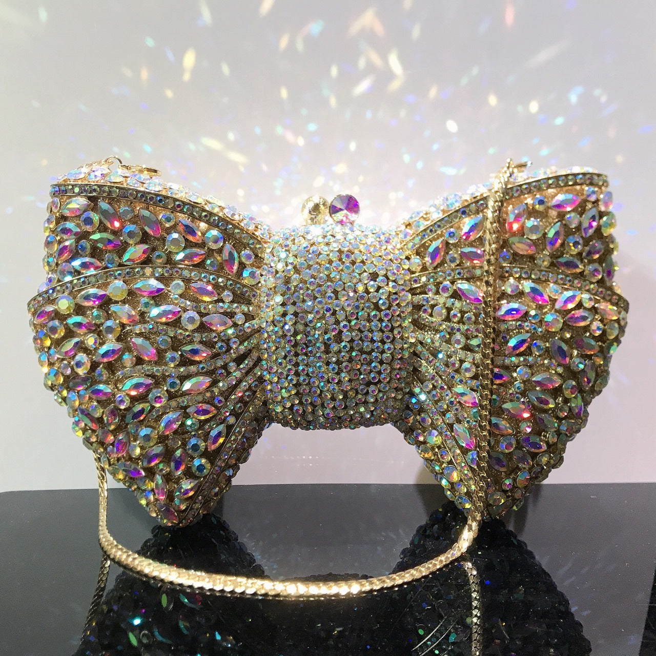 Pochette de Soirée Noeud avec Diamants Sac à Main Cristaux Élégant et Raffiné