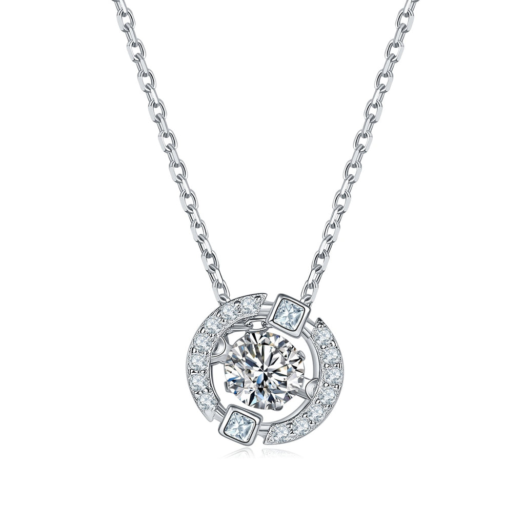 Collier S925 Argent Sterling 0,5 ct Moissanite D Couleur VVS1 Halo 45 cm