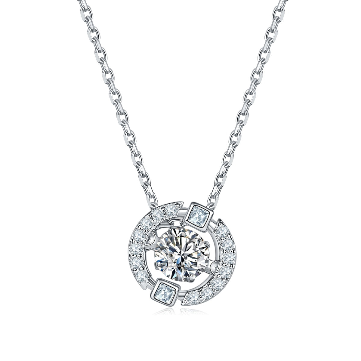 Collier S925 Argent Sterling 0,5 ct Moissanite D Couleur VVS1 Halo 45 cm