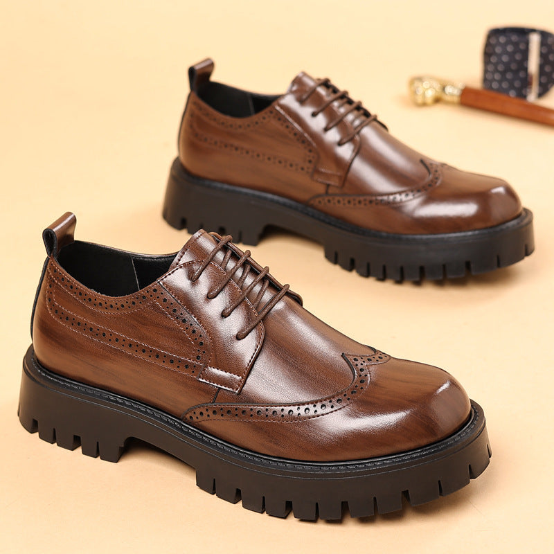 Chaussures d'Automne Homme Bottines Vintage de Travail en Cuir Recyclé Noir et Marron